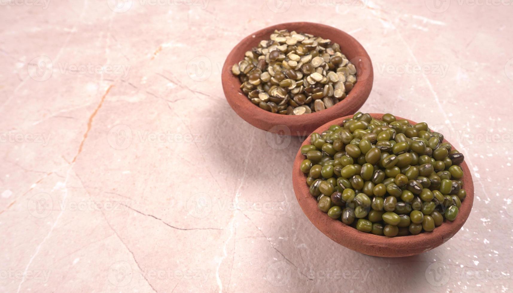 Green Mung Beans Also Know as Mung Dal, Vigna Radiata, Green Beans or Moong Dal isolated on White Background photo