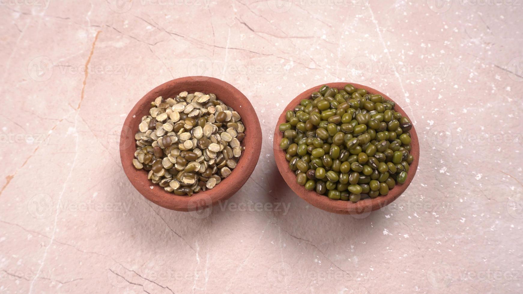 Green Mung Beans Also Know as Mung Dal, Vigna Radiata, Green Beans or Moong Dal isolated on White Background photo