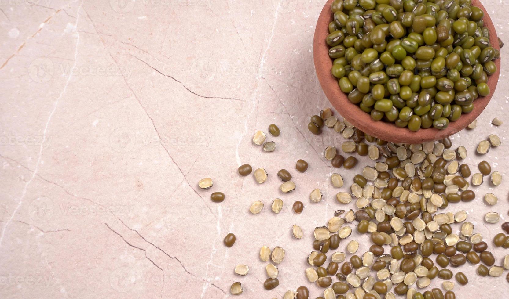 Green Mung Beans Also Know as Mung Dal, Vigna Radiata, Green Beans or Moong Dal isolated on White Background photo