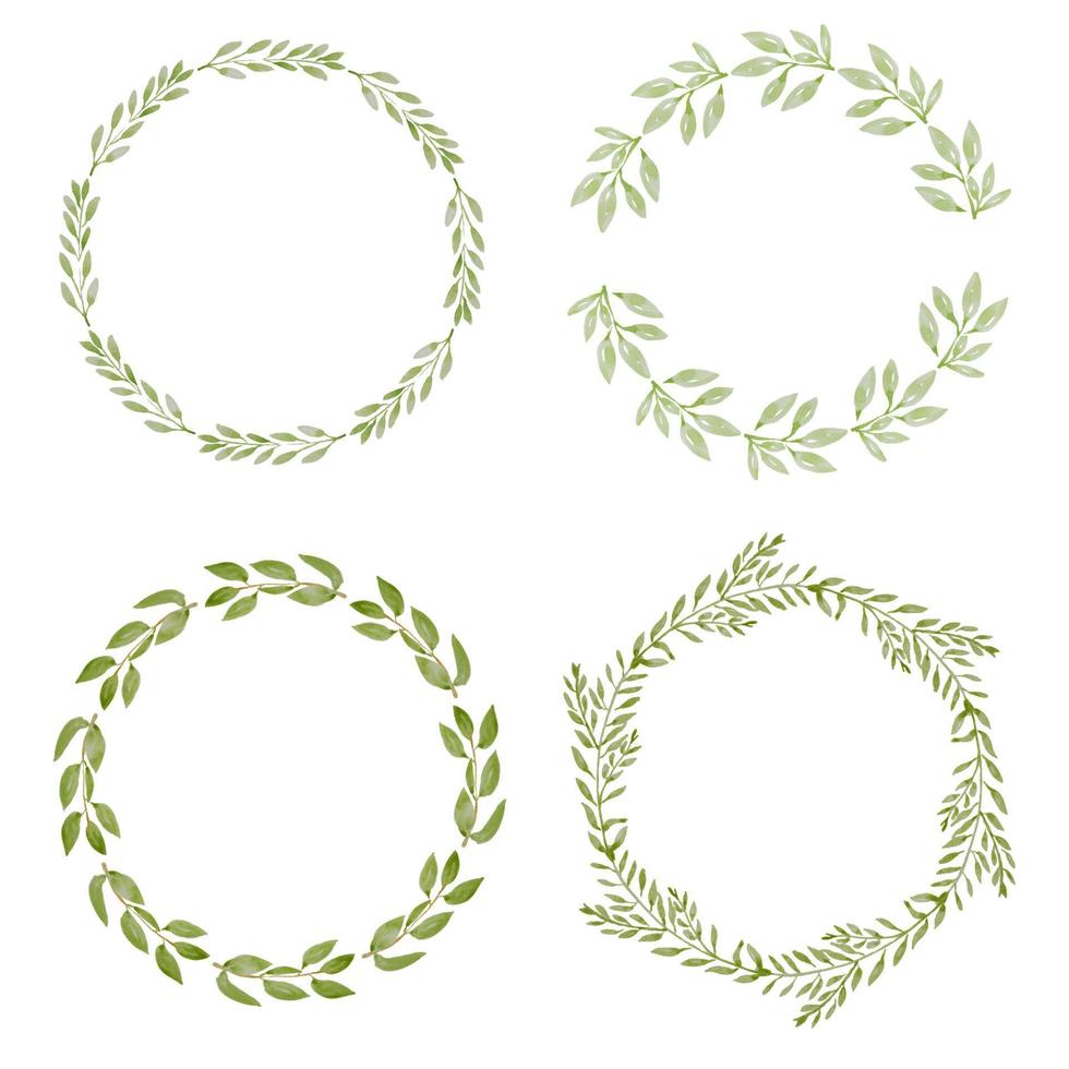 watercolor botanical hand drawing leafs wreath collection vector