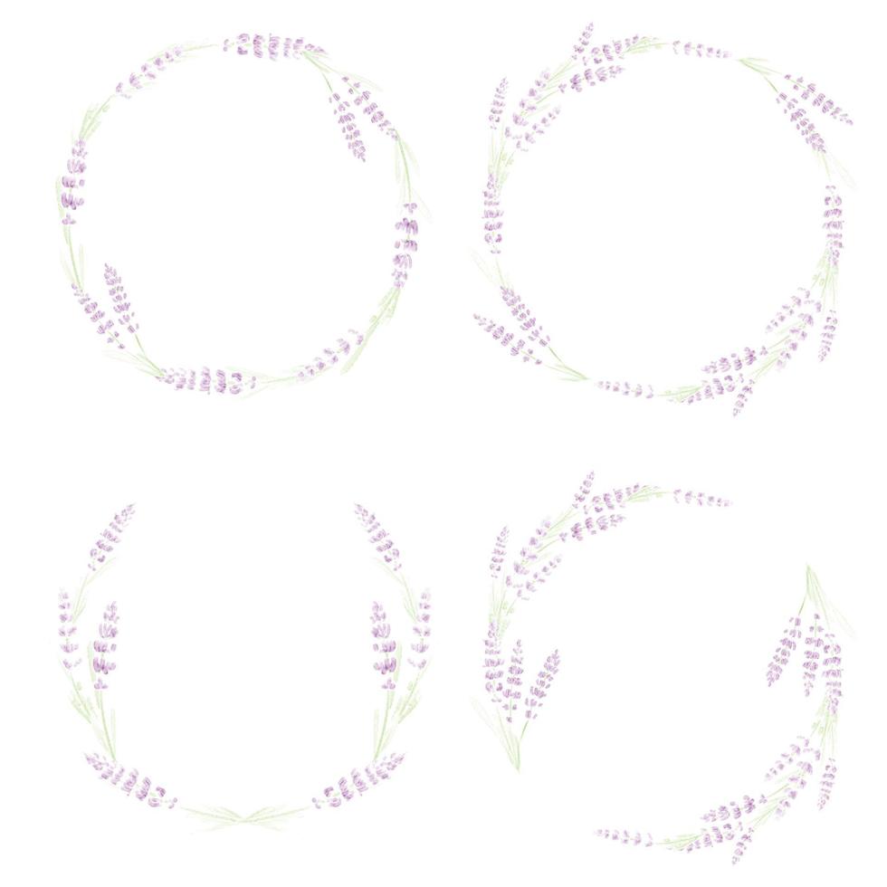 watercolor lavender wreath collection illustration vector