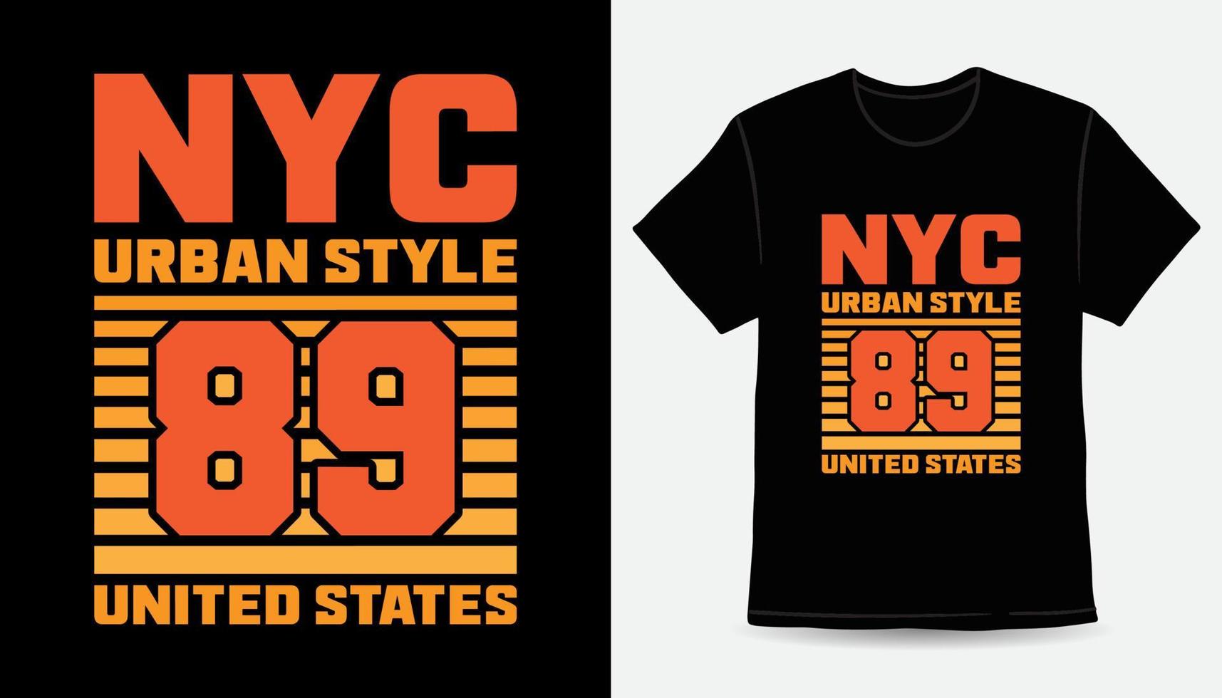 diseño de camiseta de tipografía moderna de estilo urbano de nueva york ochenta y nueve vector