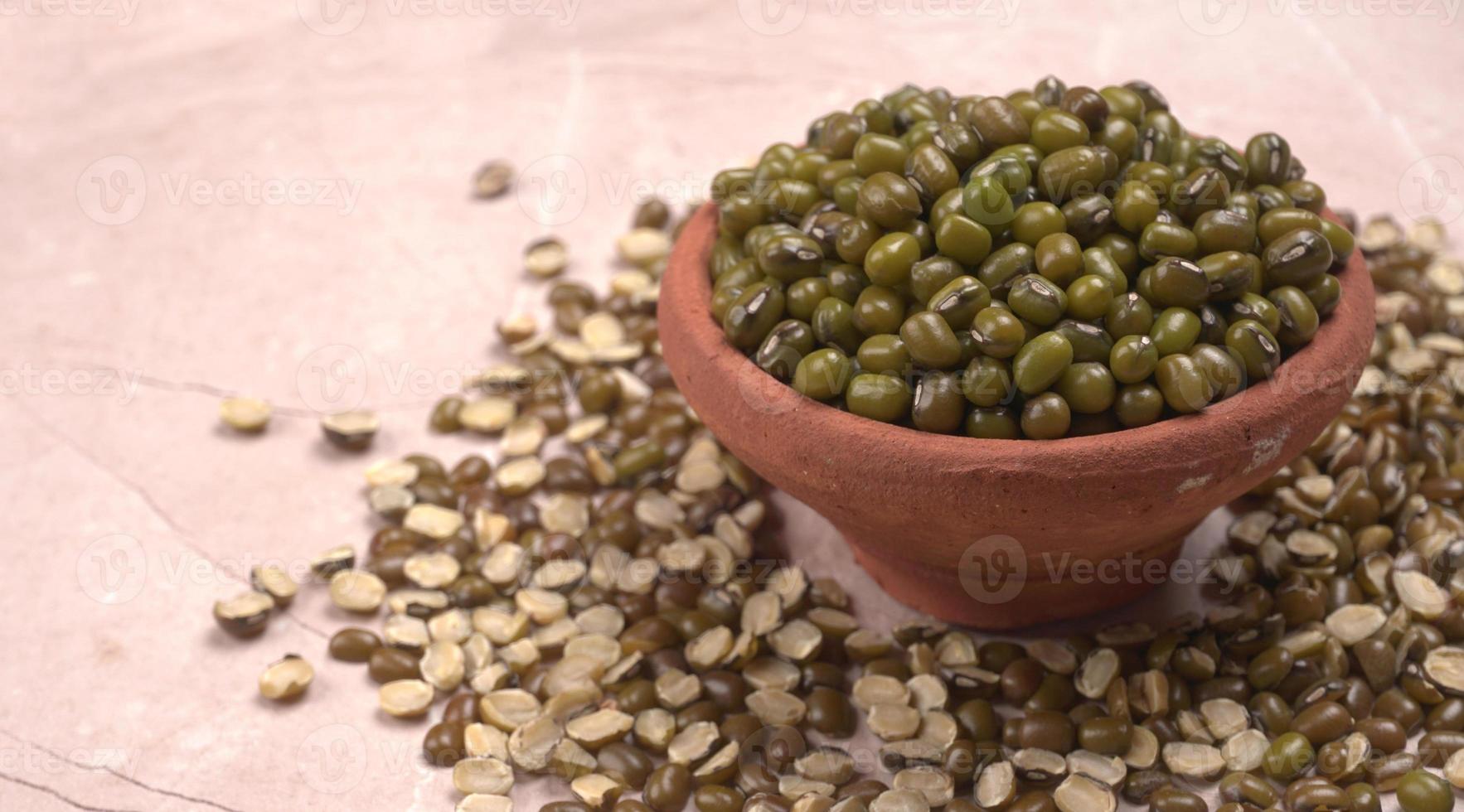 Green Mung Beans Also Know as Mung Dal, Vigna Radiata, Green Beans or Moong Dal isolated on White Background photo