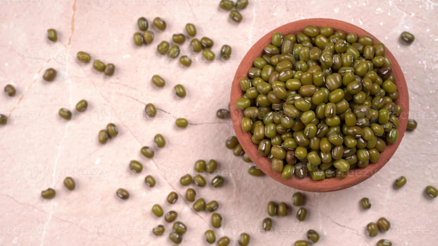 Green Mung Beans Also Know as Mung Dal, Vigna Radiata, Green Beans or Moong Dal isolated on White Background photo