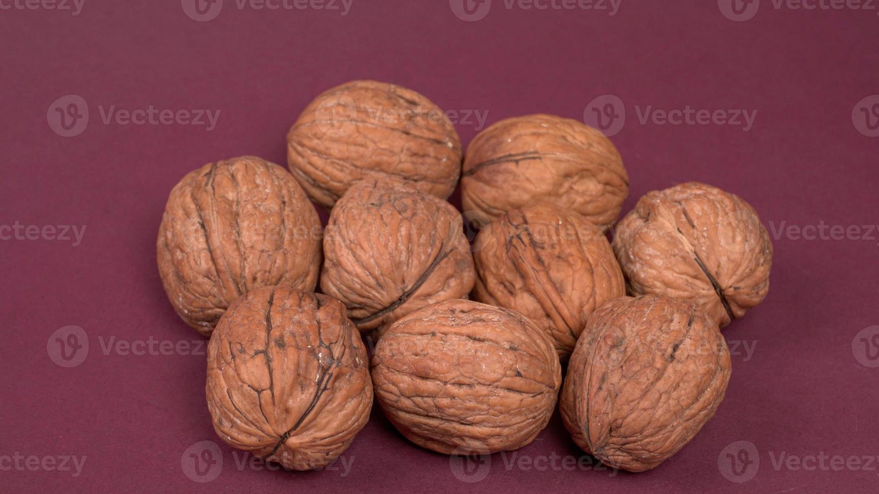 Closup photo of a walnut seed. Food that is good for brain and lower risk of heart disease.
