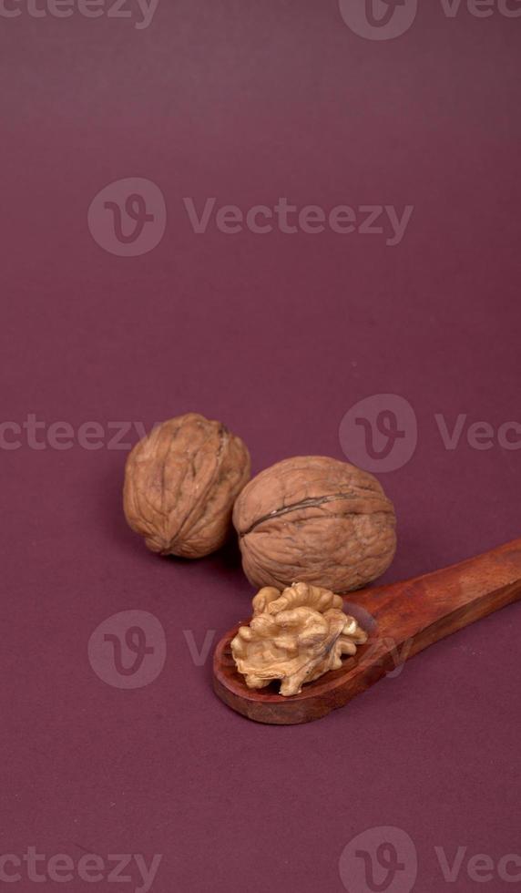 Closup photo of a walnut seed. Food that is good for brain and lower risk of heart disease.