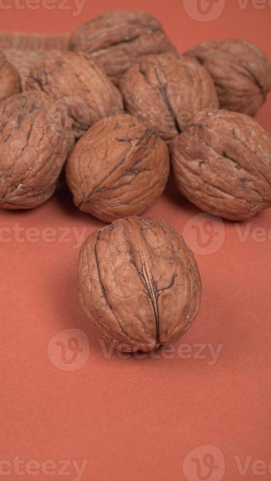 Closup photo of a walnut seed. Food that is good for brain and lower risk of heart disease.