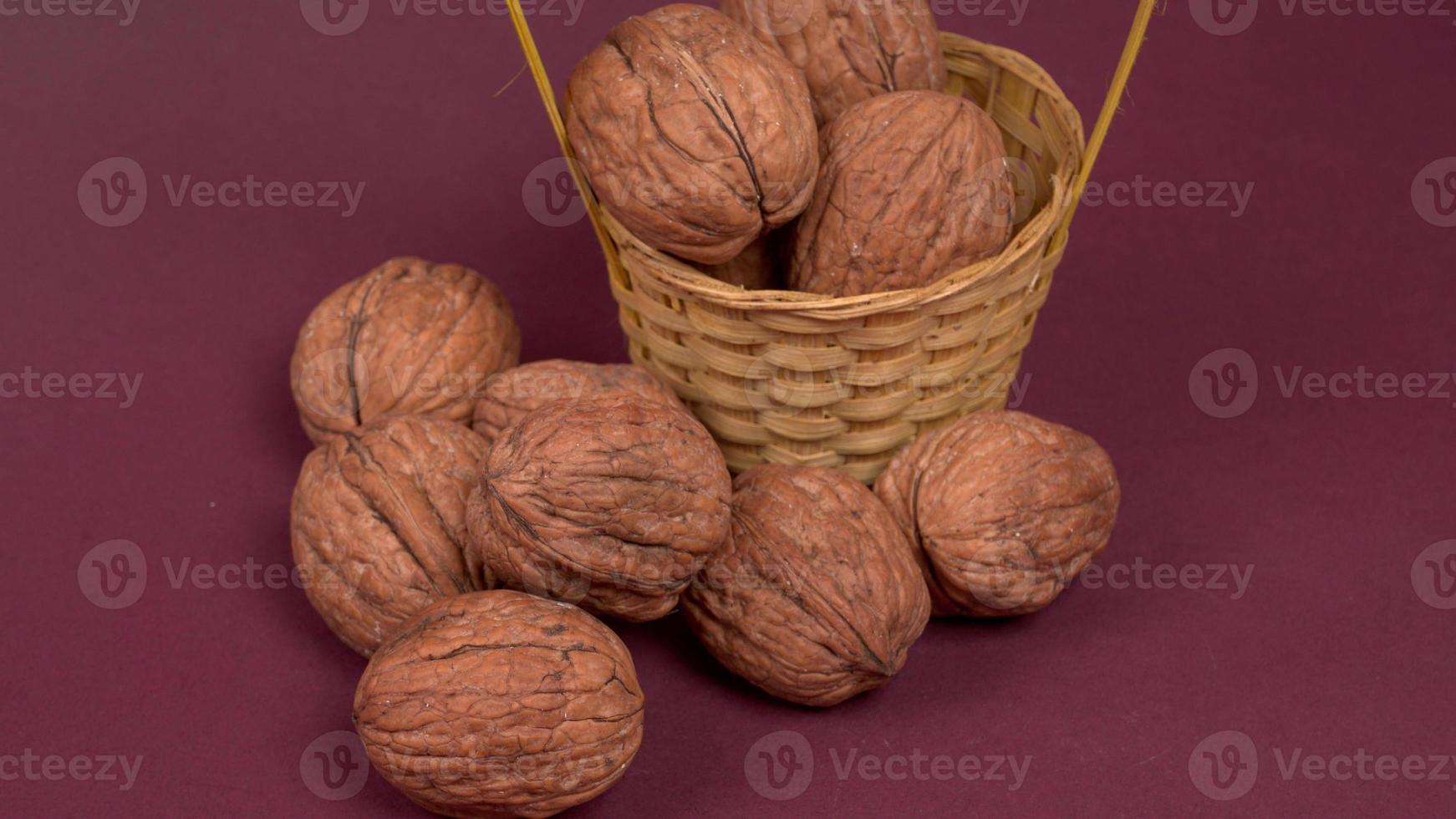 Closup photo of a walnut seed. Food that is good for brain and lower risk of heart disease.