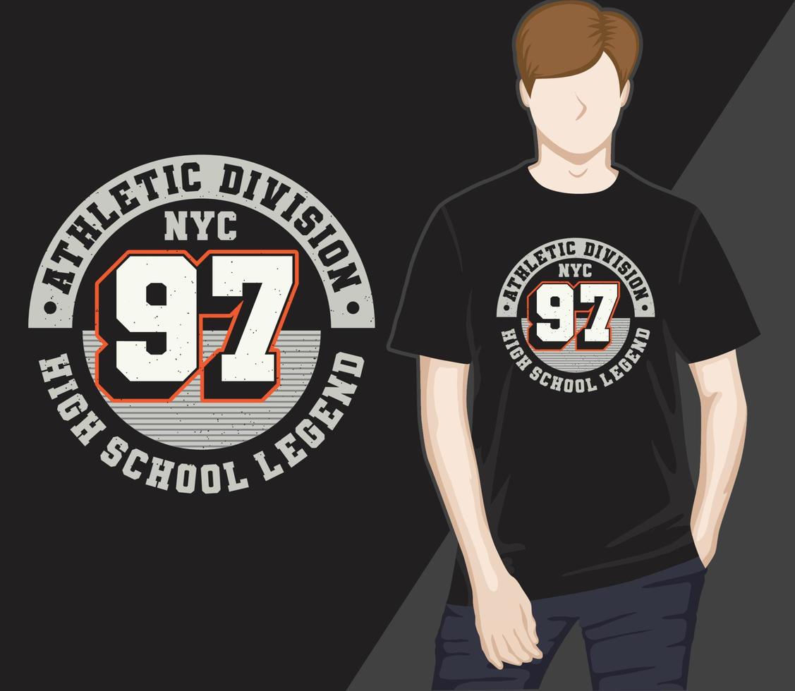 diseño de camiseta de tipografía de división atlética noventa y siete vector