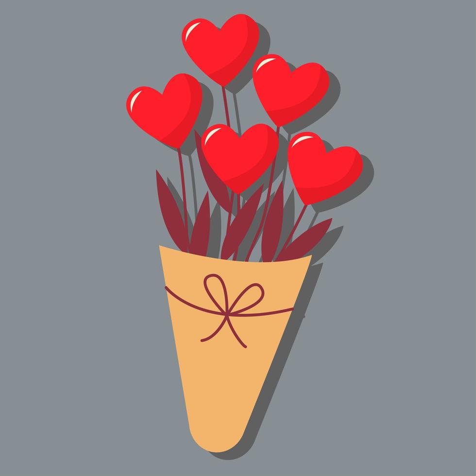 Bouquet of flowers in the form of hearts. Day of love. vector