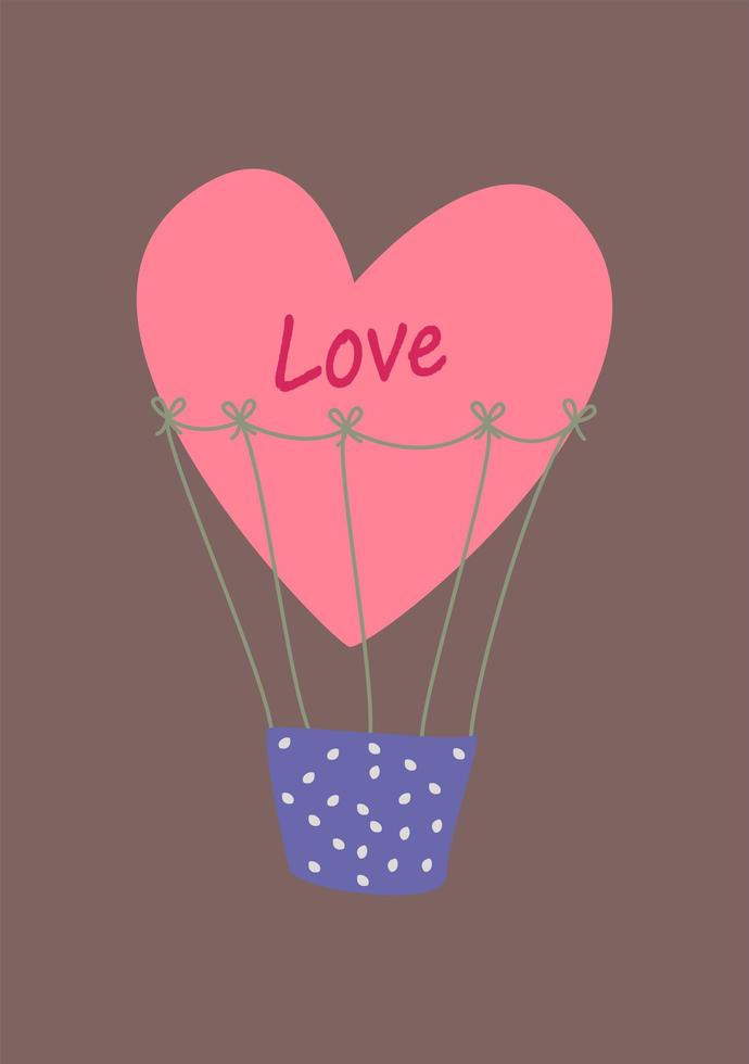 un globo en forma de corazón. tarjeta de felicitación con una declaración de amor. vector