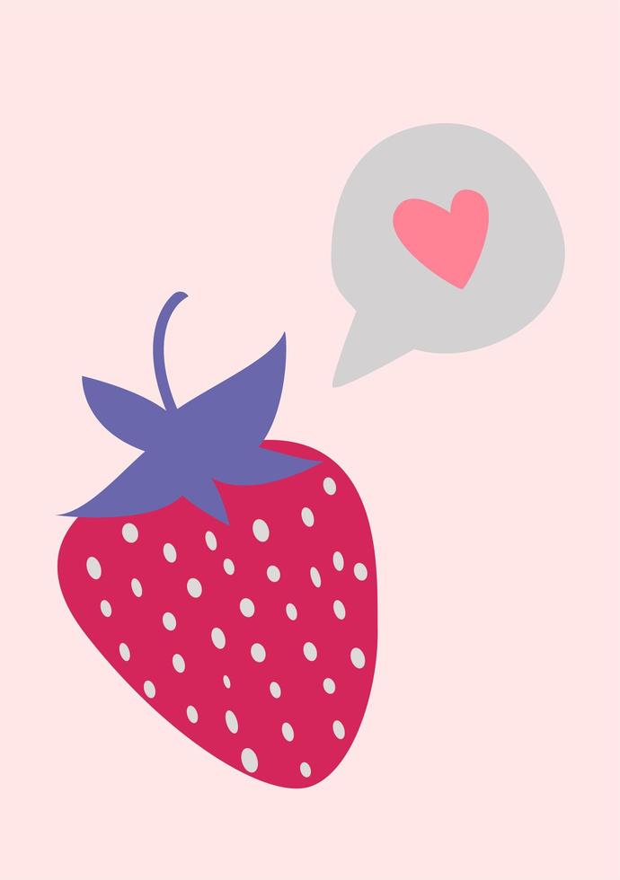 fresas con el pensamiento del amor. imagen vectorial en estilo boho. vector