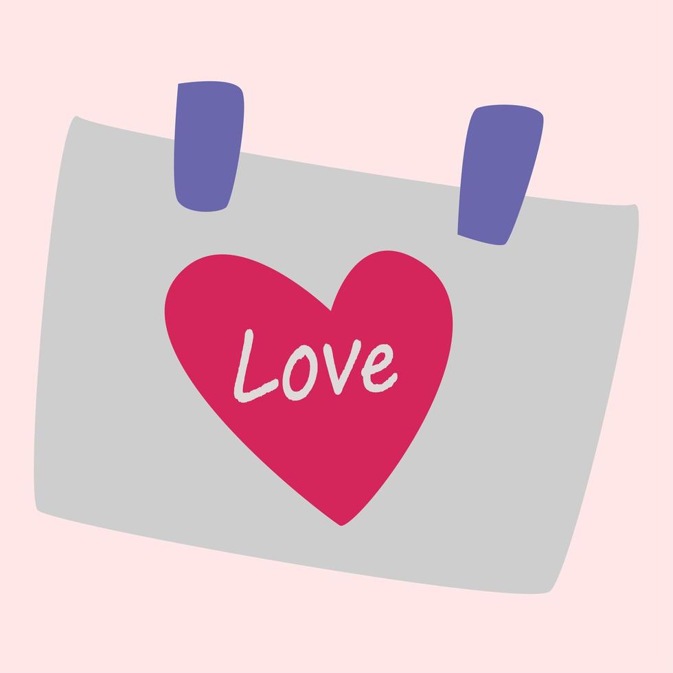 A sticker with a heart and the inscription love. vector