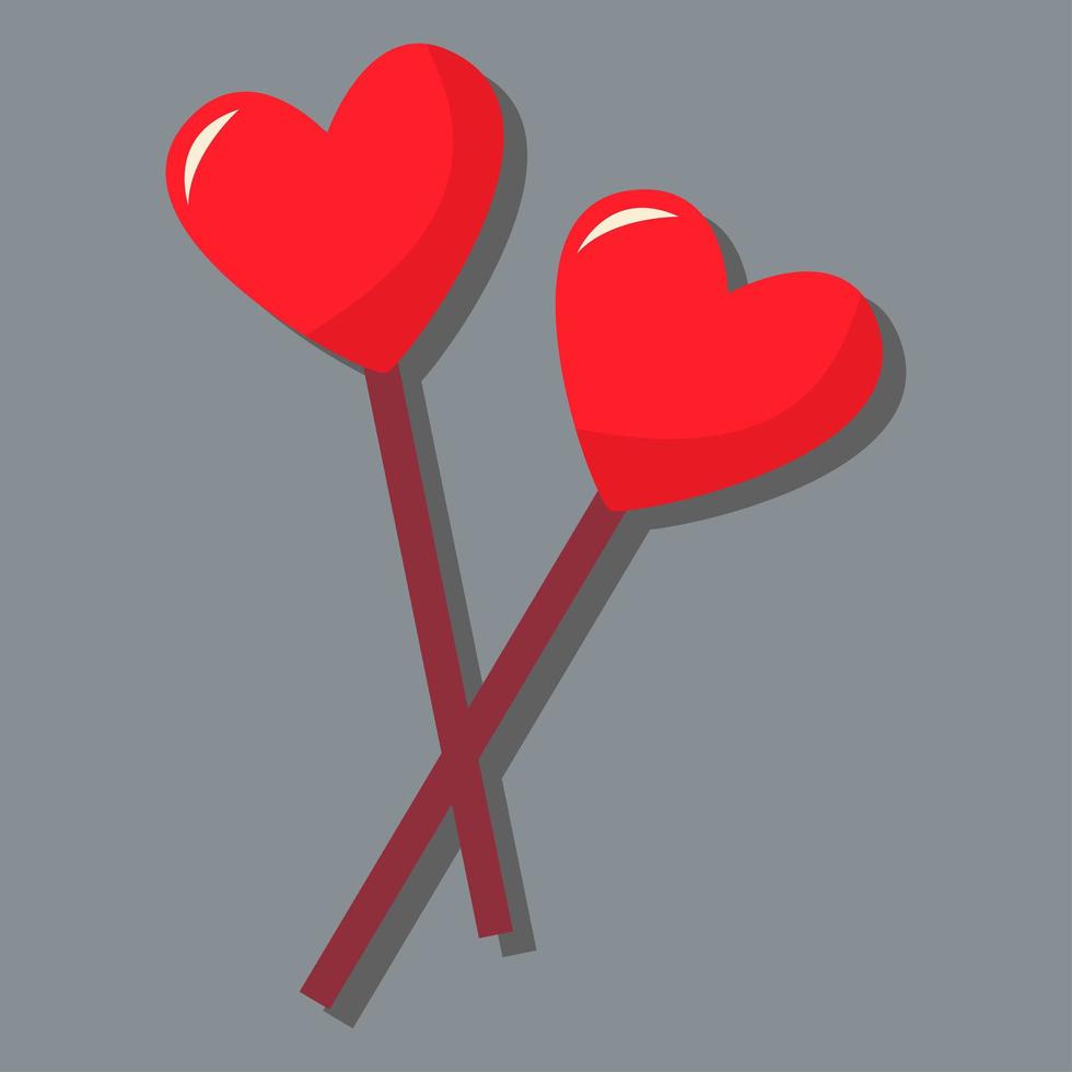 Two hearts on a stick. Day of love. vector