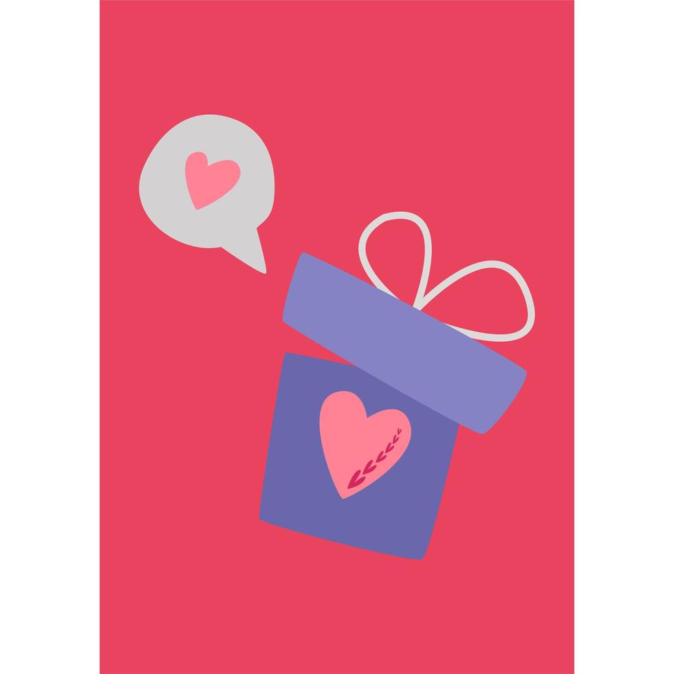 An open gift box with a heart. Vector image in boho style.