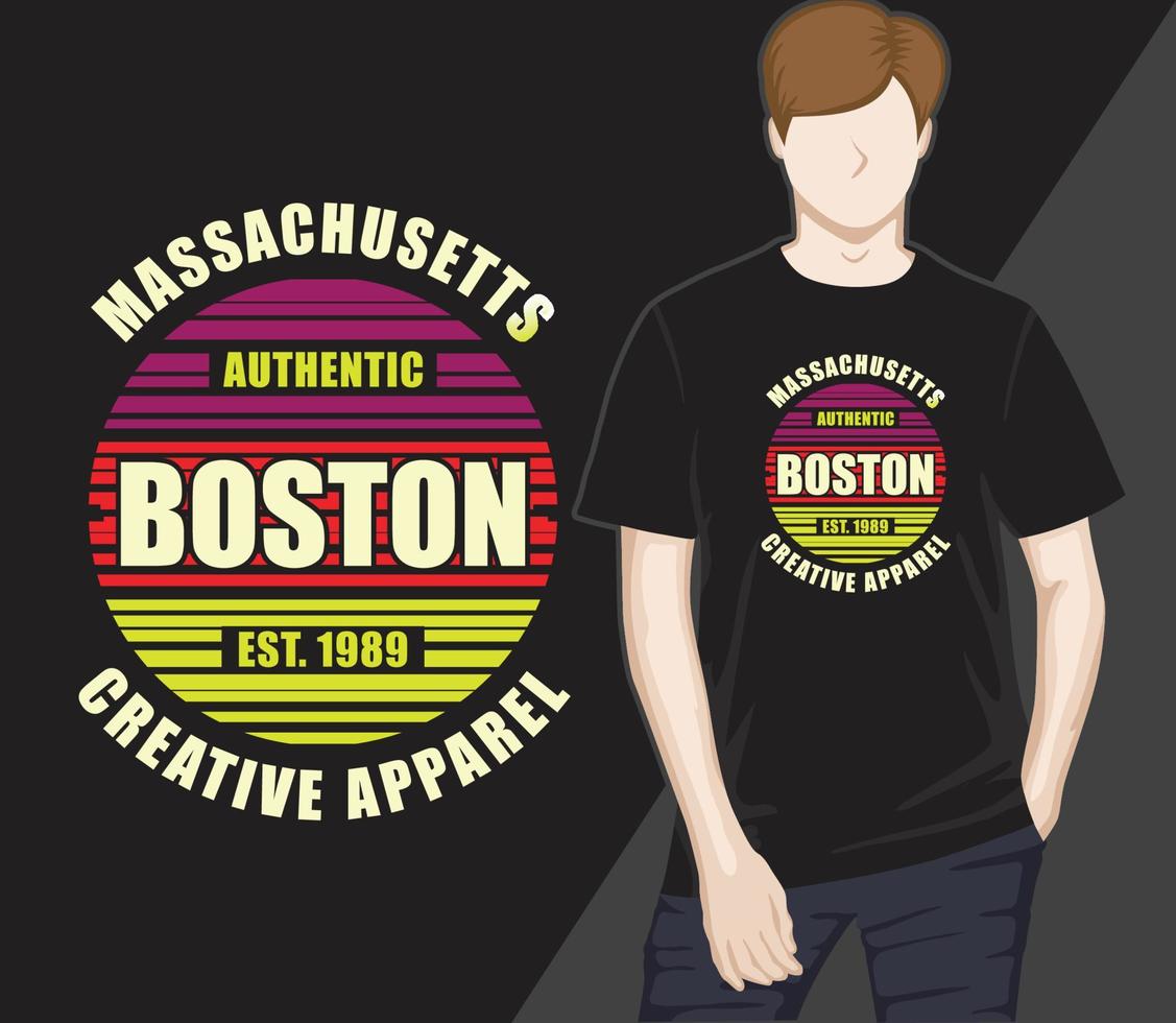 diseño de camiseta de tipografía de ropa creativa de boston vector