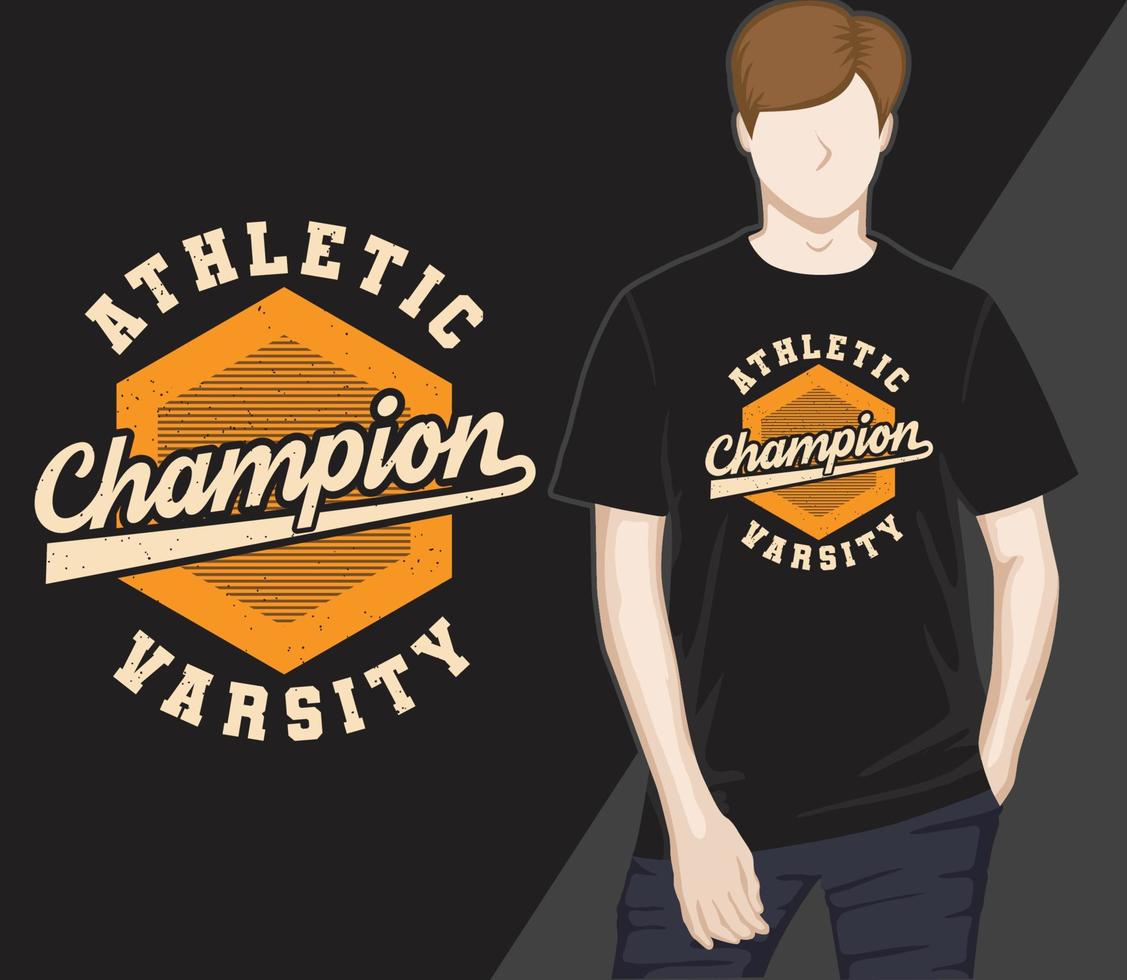 diseño de camiseta de tipografía de equipo universitario de campeón atlético vector