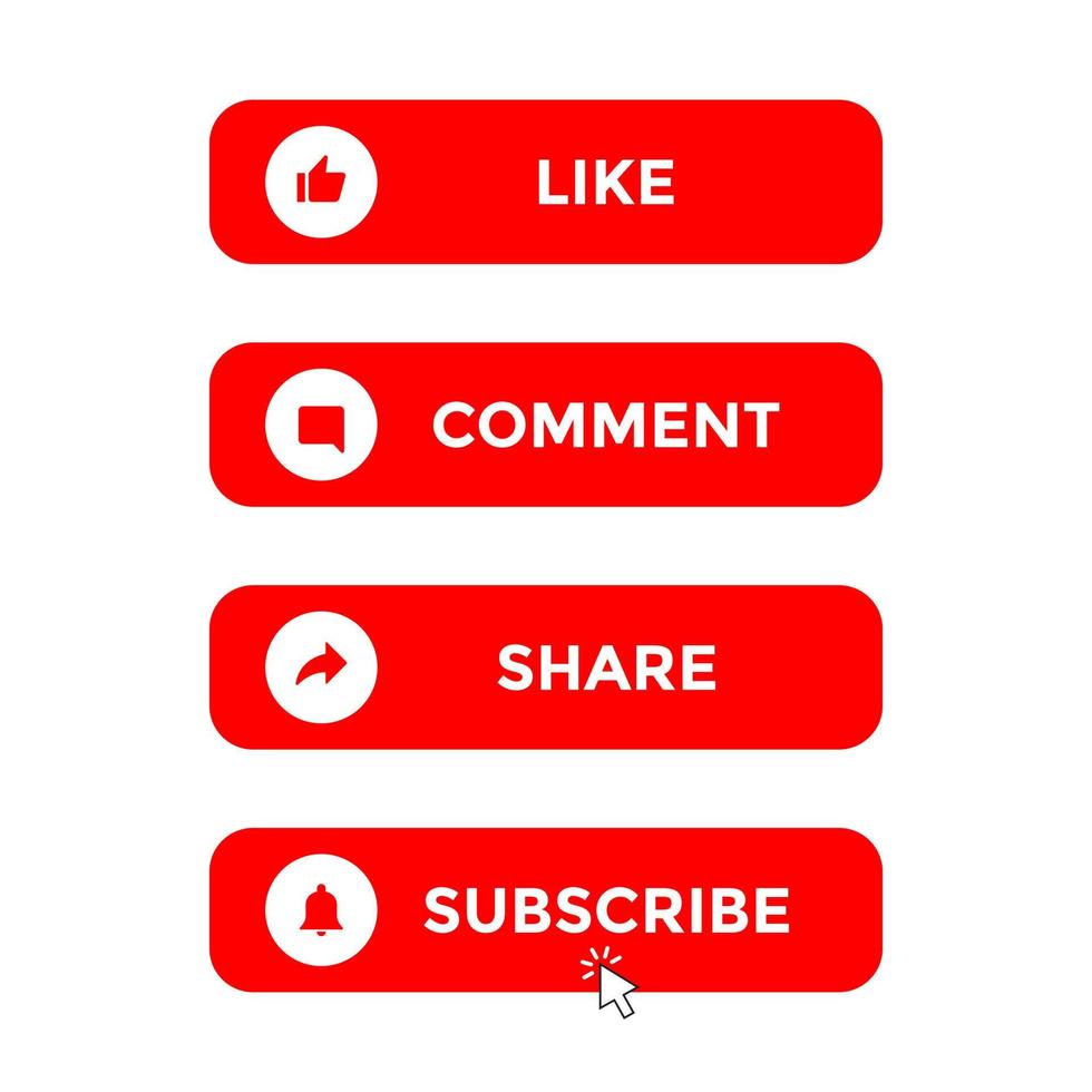 Like, Comment, Share and Subscribe Icon Vector
