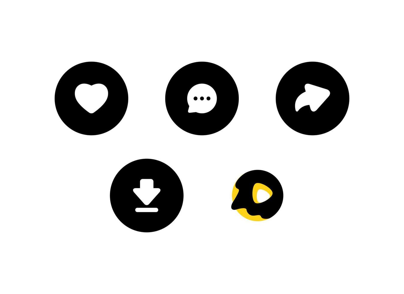 Like, Comment, Share, Download, and Snack Video Icon Vector