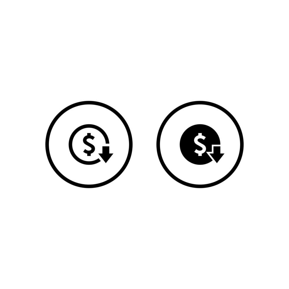 Dollar Cost Reduction Icon Vector in Line Style