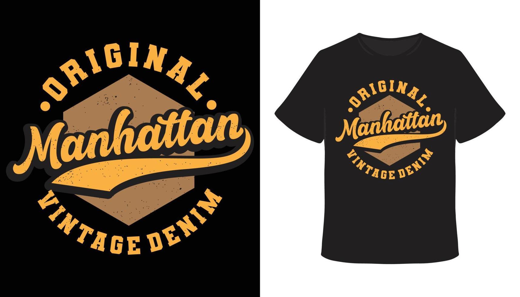 diseño de camiseta de tipografía de mezclilla vintage manhattan original vector