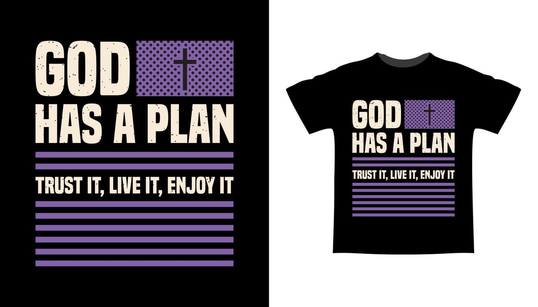 dios tiene un diseño de camiseta de tipografía de plan vector