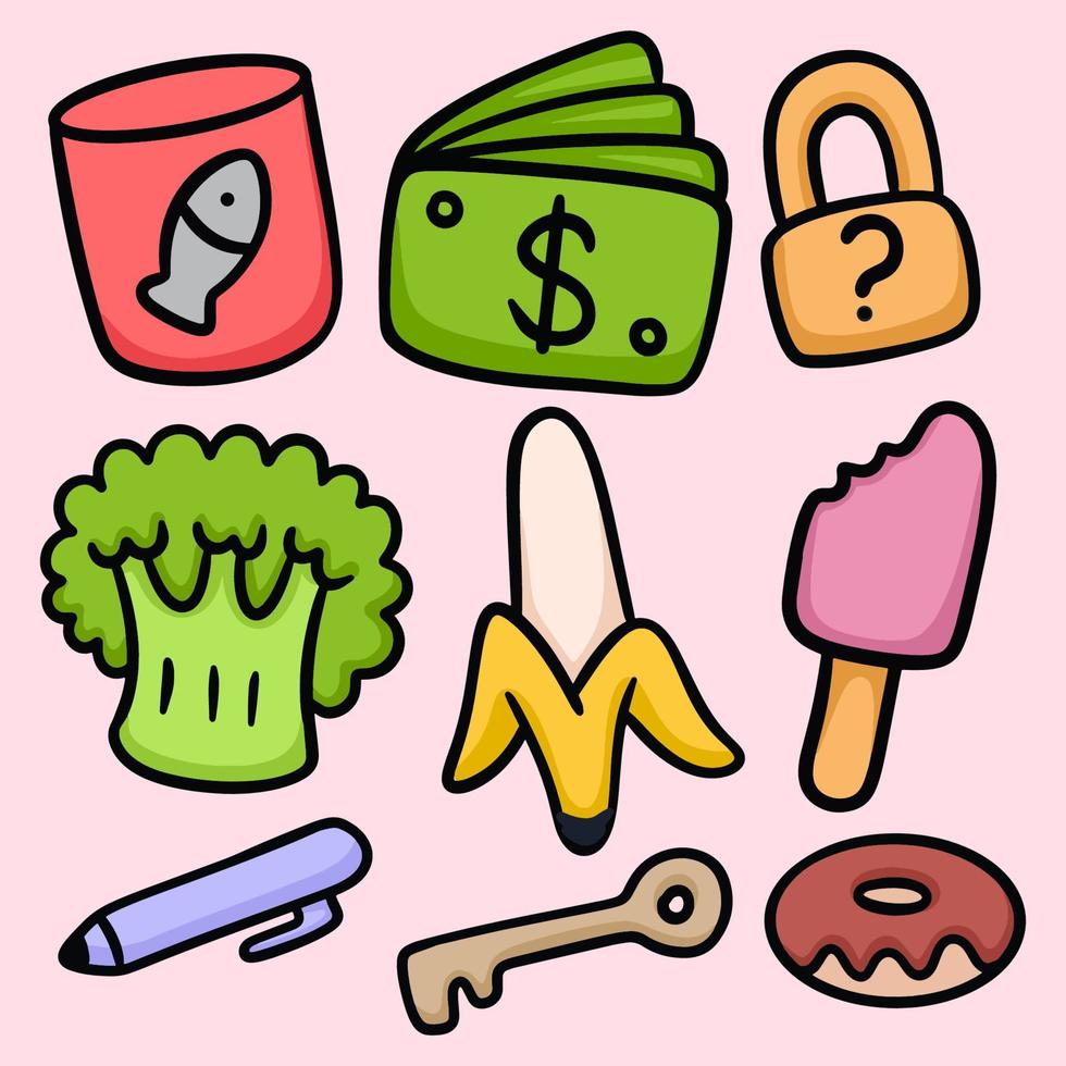 Cute hand drawn doodle objects vector