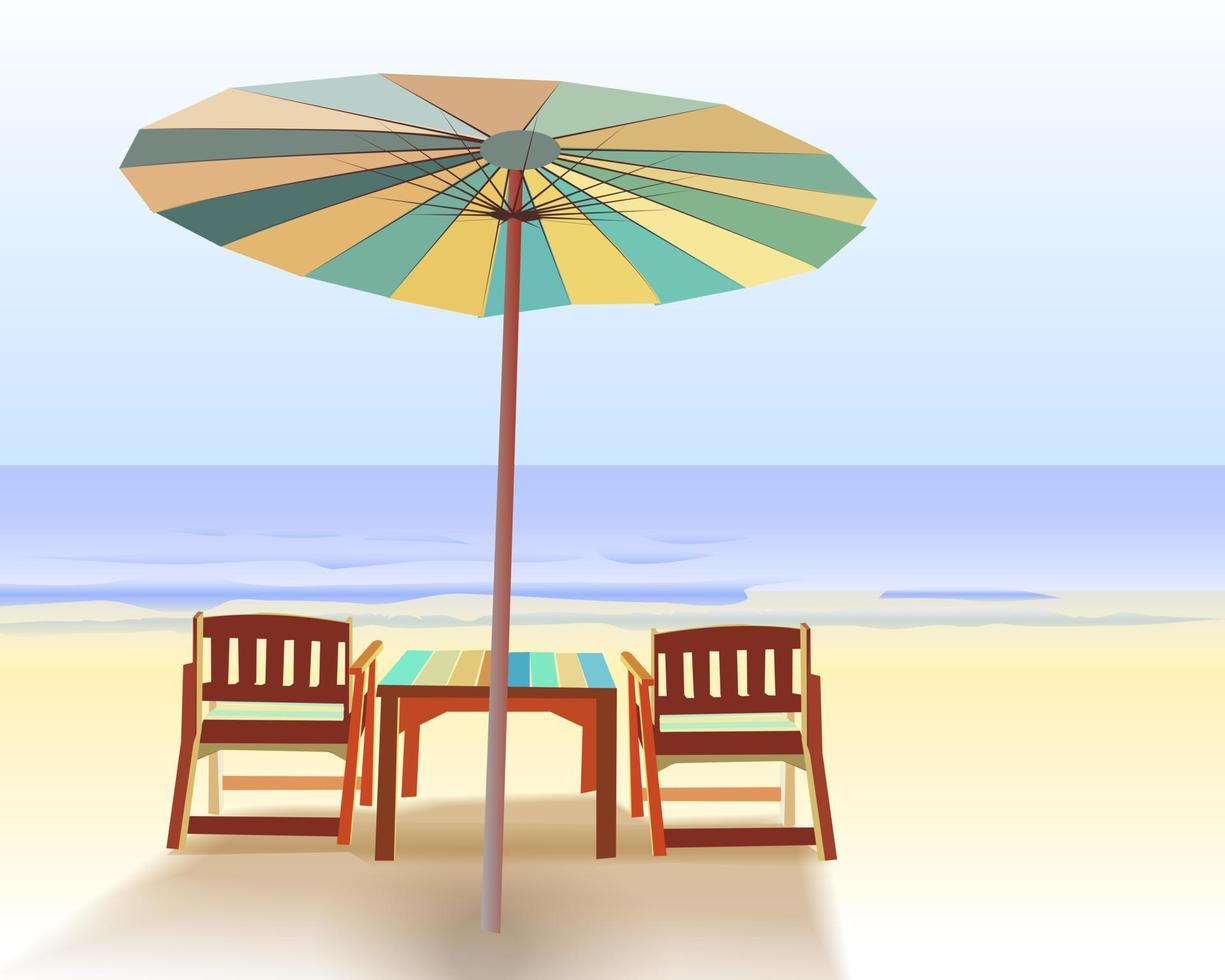 Wooden chairs for relaxing on the beach vector