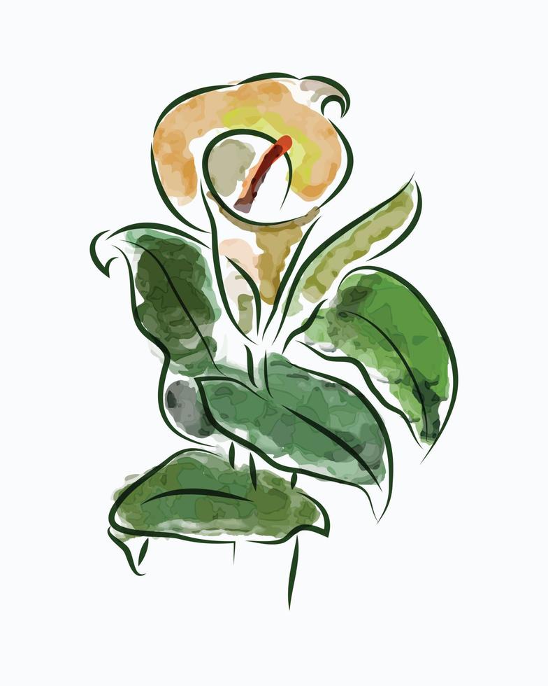 Flower watercolor painting vector