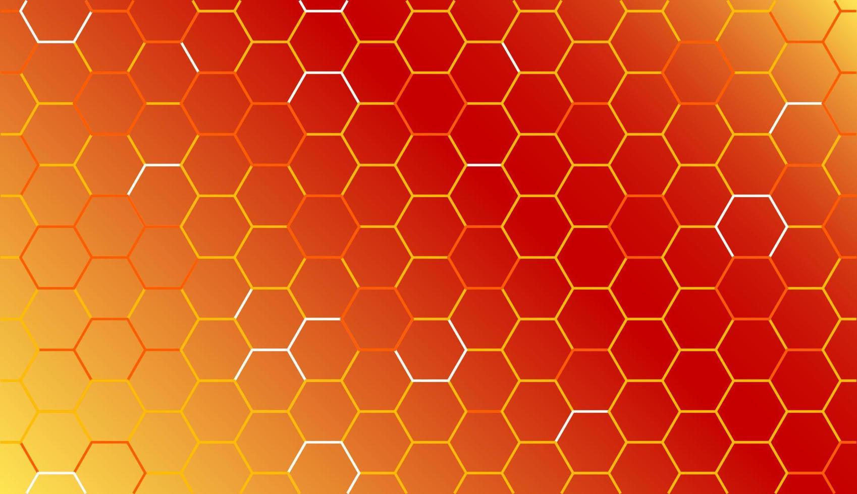 Red blazing honeycomb, grid background from honeycomb. Abstract hot pattern. Vector