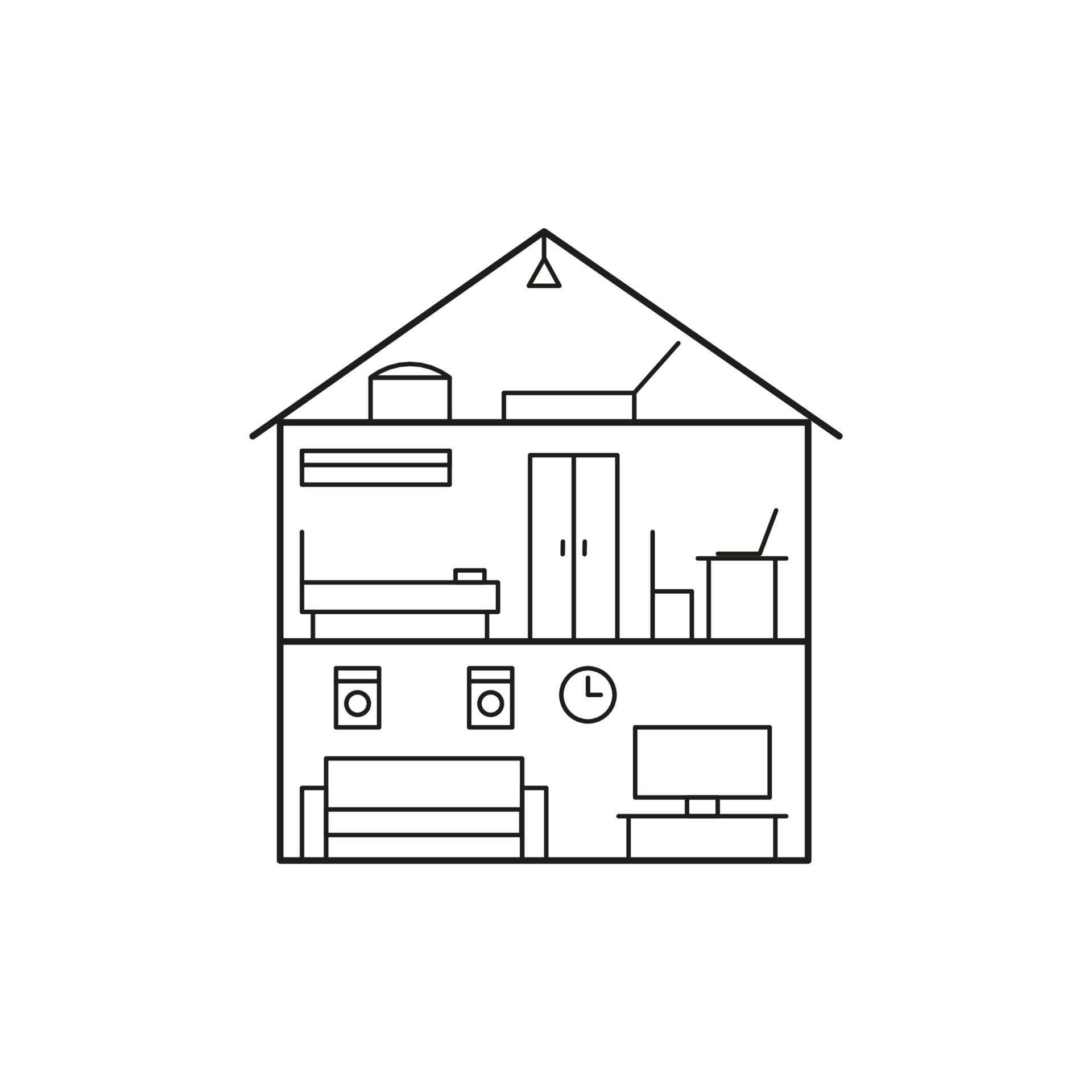 planta de línea casa interior, sección interior, edificio casa en corte. Living y dormitorio con muebles. ilustración de línea vectorial 5559302 Vector en Vecteezy planta de línea casa interior, sección interior, edificio casa en corte. Living y dormitorio con muebles. ilustración de línea vectorial 5559302 Vector en Vecteezy