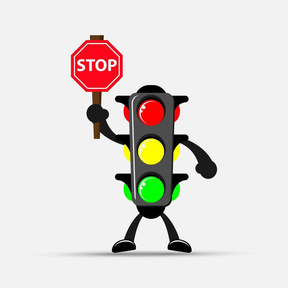 ilustración de dibujos animados de semáforo con señal de parada de tráfico  5559644 Vector en Vecteezy
