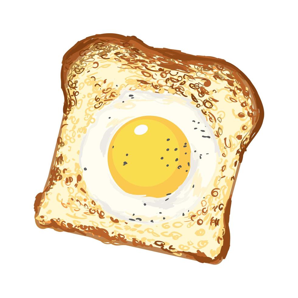 Fried Egg in Bread Illustration vector