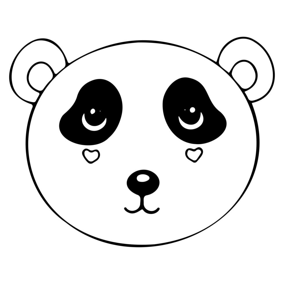 lindo, caricatura, panda, cara, vector, icono vector