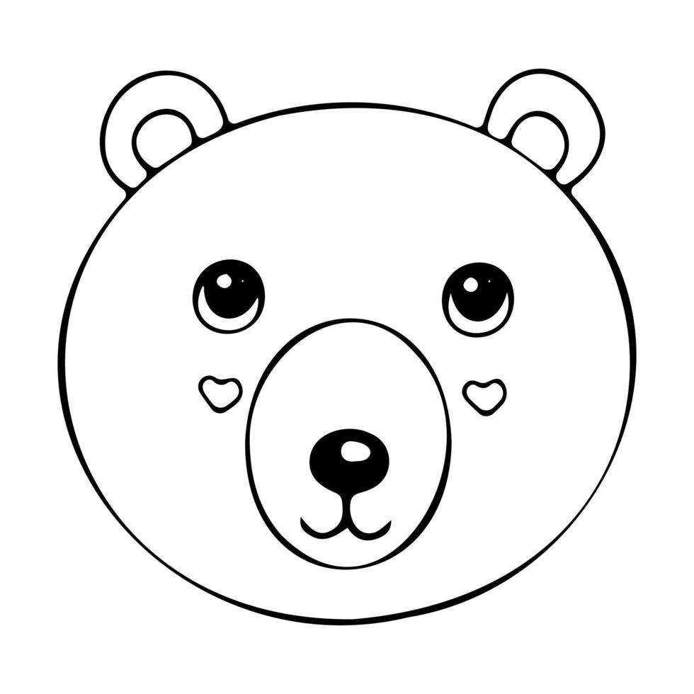 Cute cartoon bear face, vector icon