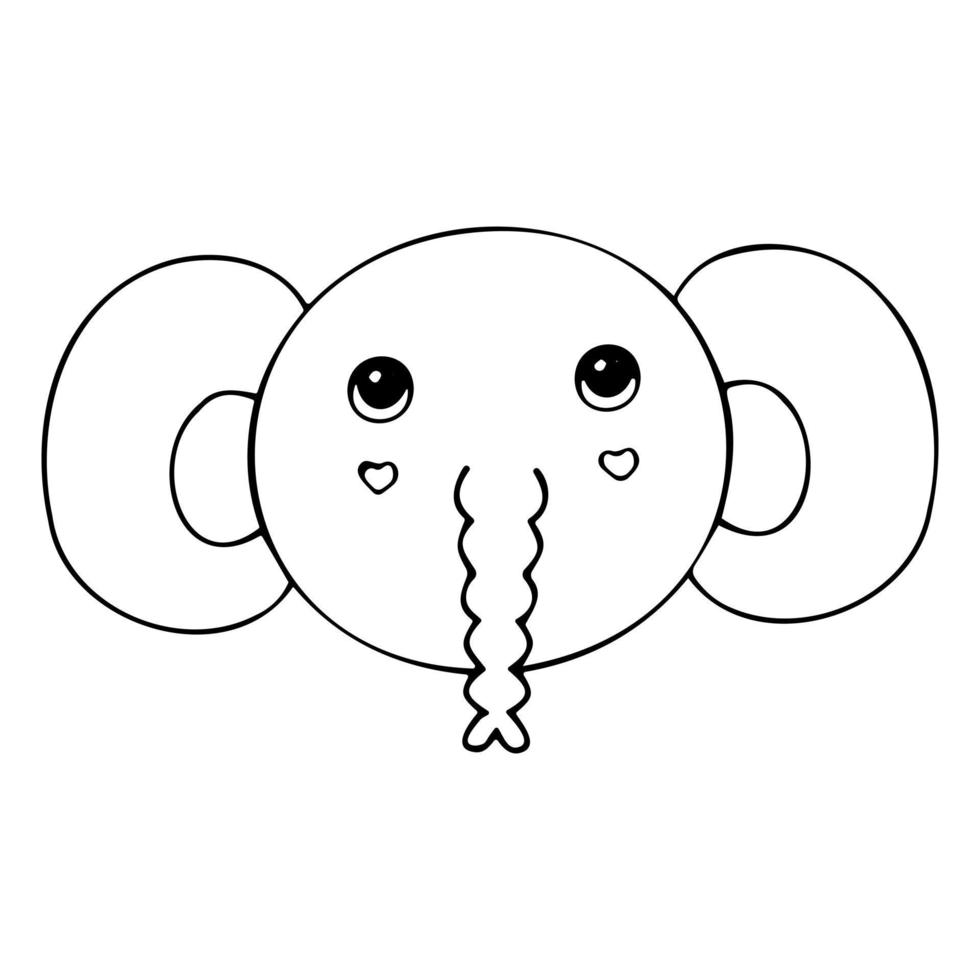 Cute cartoon elephant face, vector icon