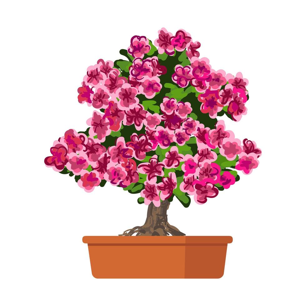 ilustración de azalea de árbol floreciente vector