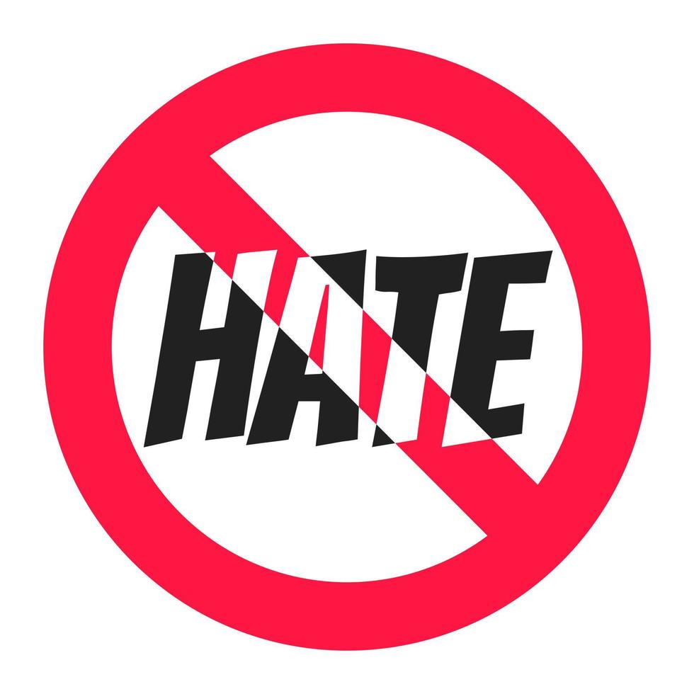 Stop hate round circle icon sign flat style design vector illustration.