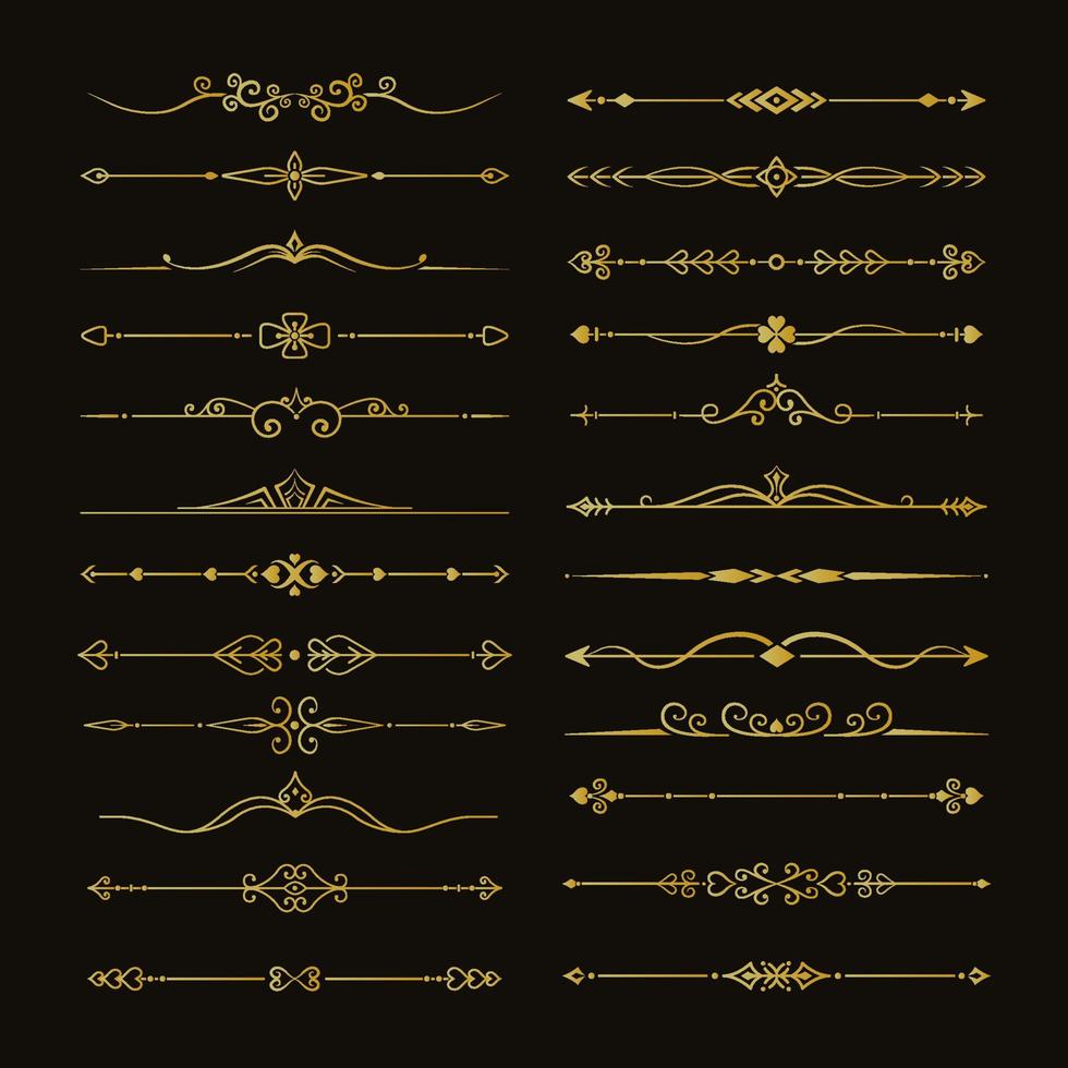 Gold page dividers vector