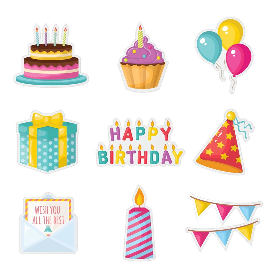 happy birthday sticker vector