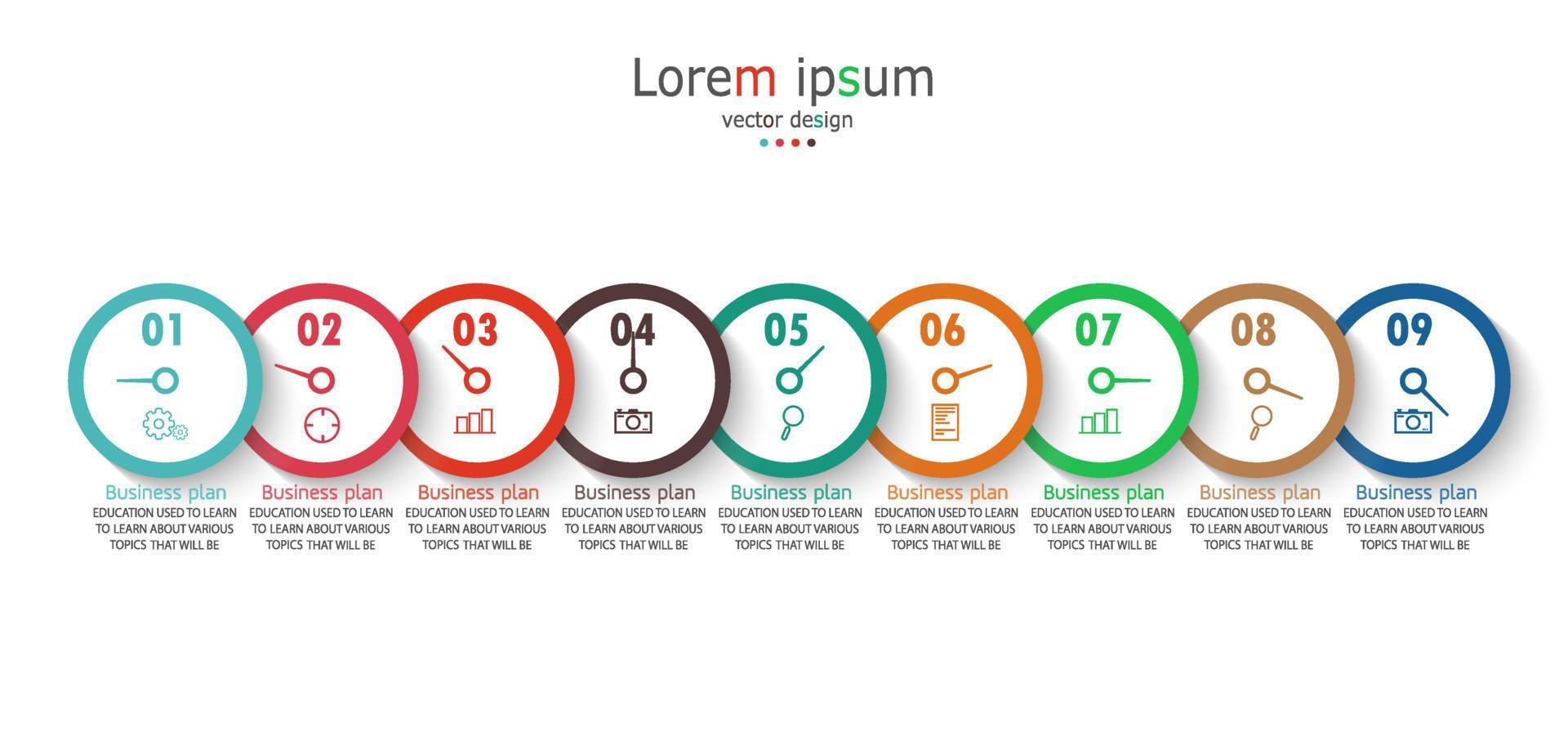 idea de negocio de presentación de plantilla infográfica de línea de tiempo con iconos, opciones o pasos. las infografías para ideas de negocios se pueden usar para gráficos de datos, diagramas de flujo, sitios web, pancartas. vector