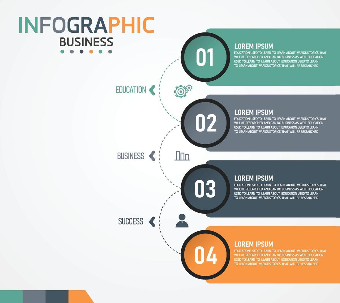 idea de negocio de presentación de plantilla infográfica de línea de tiempo con iconos, opciones o pasos. las infografías para ideas de negocios se pueden usar para gráficos de datos, diagramas de flujo, sitios web, pancartas. vector