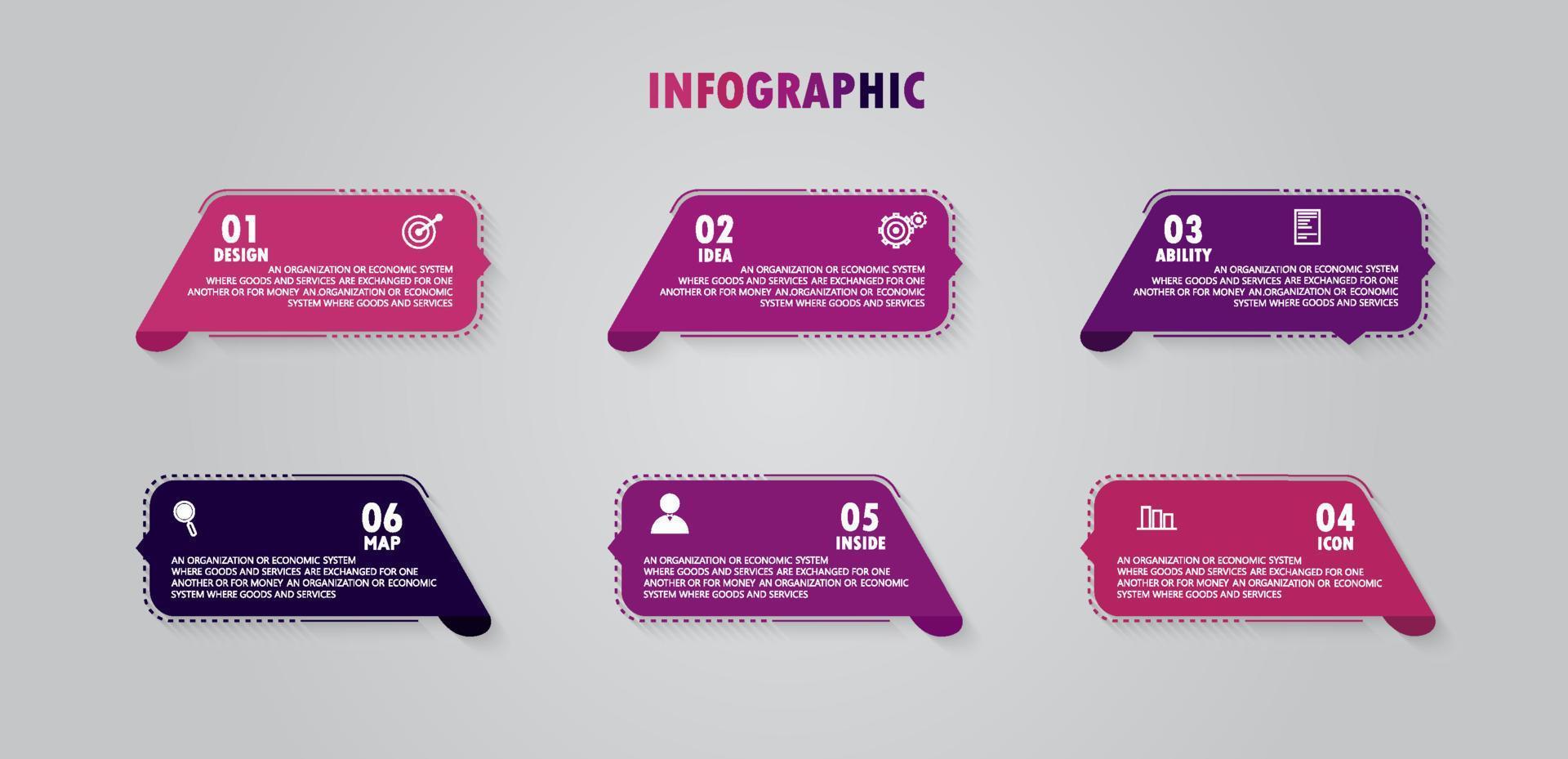 vector infographic label template with icon options or steps infographics for business ideas presentations It can be used for information graphics, presentations, websites, banners, print media.