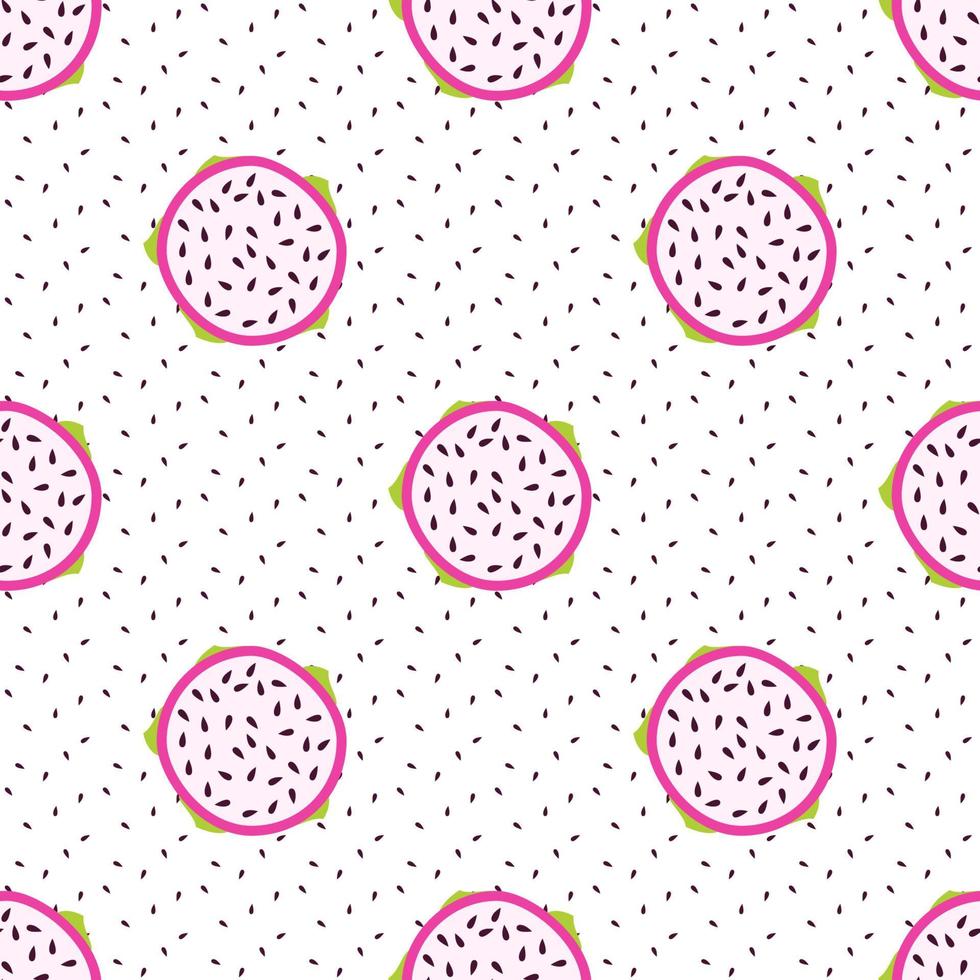 Seamless pattern with pitaya. Dragonfruit. Vector illustration.