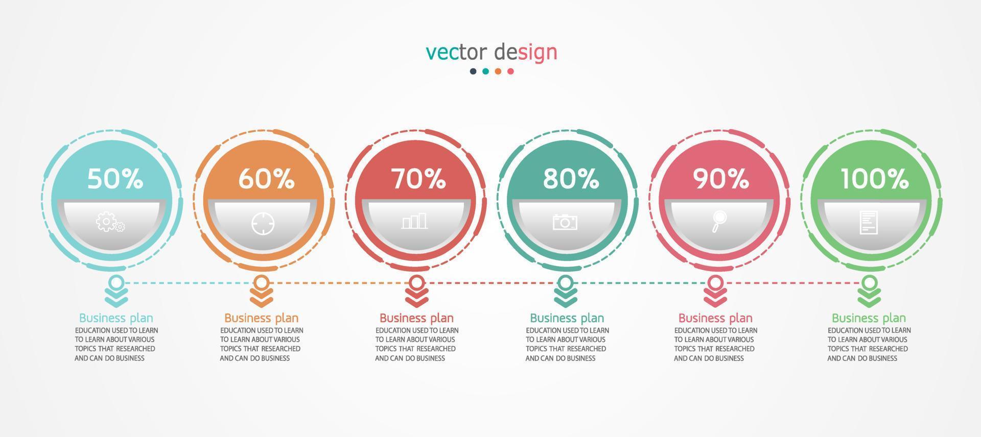 idea de negocio de presentación de plantilla infográfica de línea de tiempo con iconos, opciones o pasos. las infografías para ideas de negocios se pueden usar para gráficos de datos, diagramas de flujo, sitios web, pancartas. vector