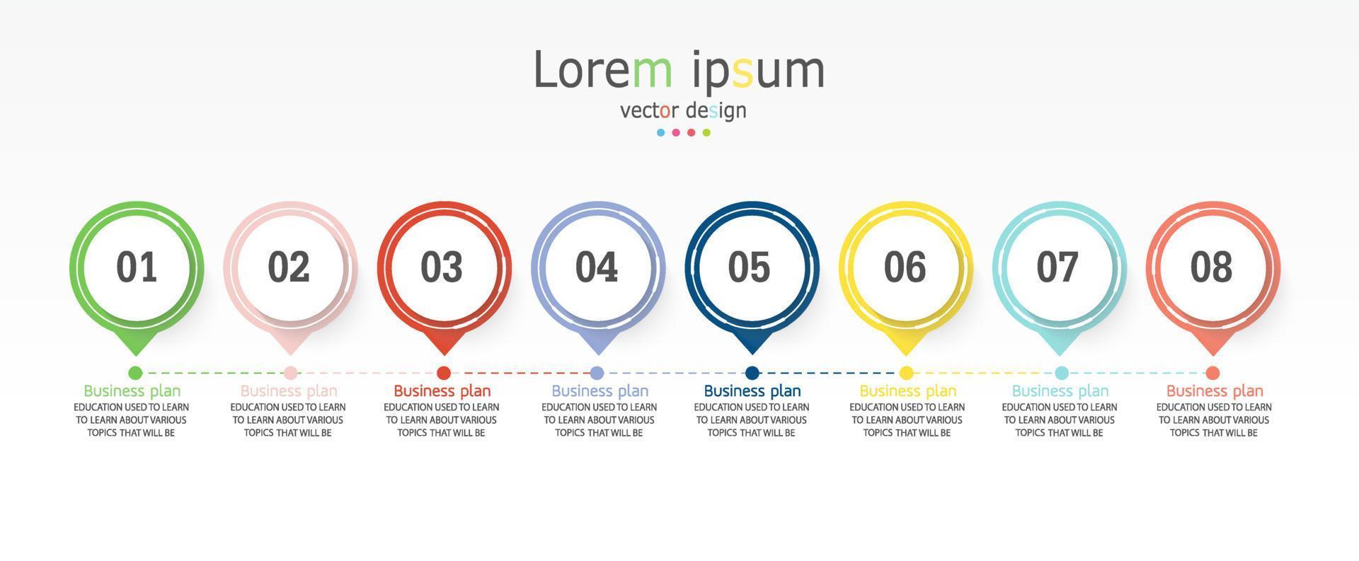 idea de negocio de presentación de plantilla infográfica de línea de tiempo con iconos, opciones o pasos. las infografías para ideas de negocios se pueden usar para gráficos de datos, diagramas de flujo, sitios web, pancartas. vector