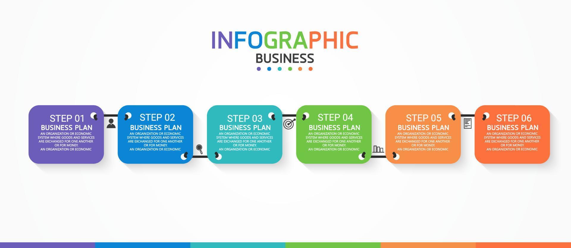 idea de negocio de presentación de plantilla infográfica de línea de tiempo con iconos, opciones o pasos. las infografías para ideas de negocios se pueden usar para gráficos de datos, diagramas de flujo, sitios web, pancartas. vector