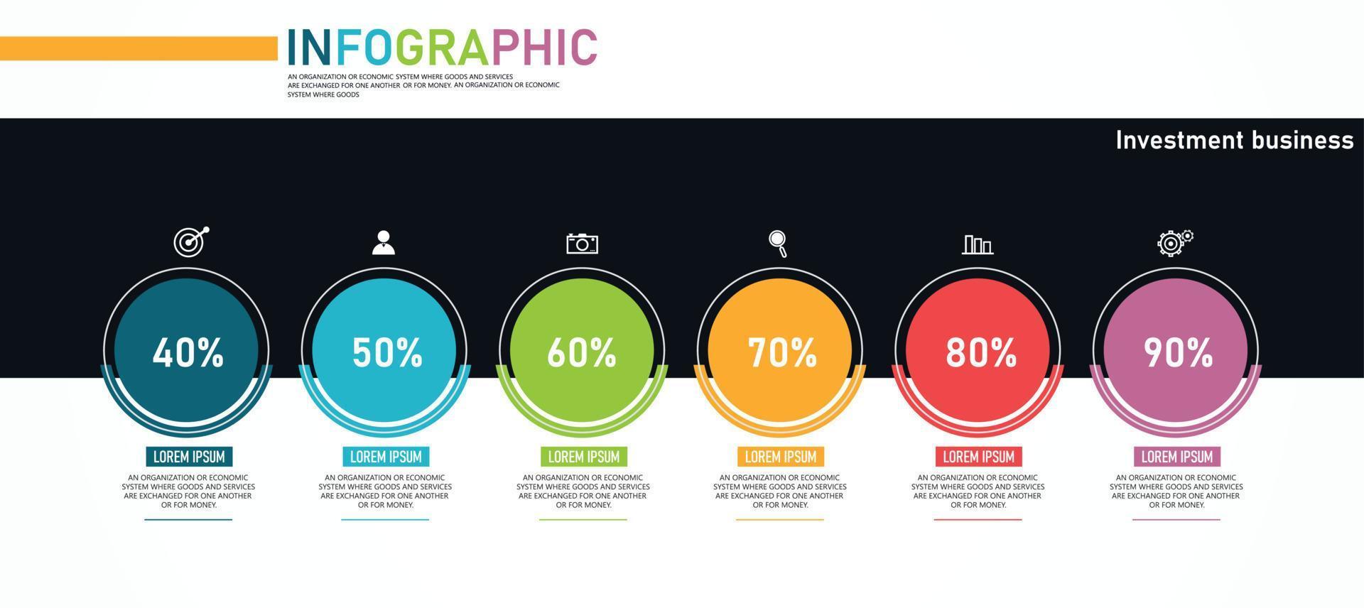 idea de negocio de presentación de plantilla infográfica de línea de tiempo con iconos, opciones o pasos. las infografías para ideas de negocios se pueden usar para gráficos de datos, diagramas de flujo, sitios web, pancartas. vector