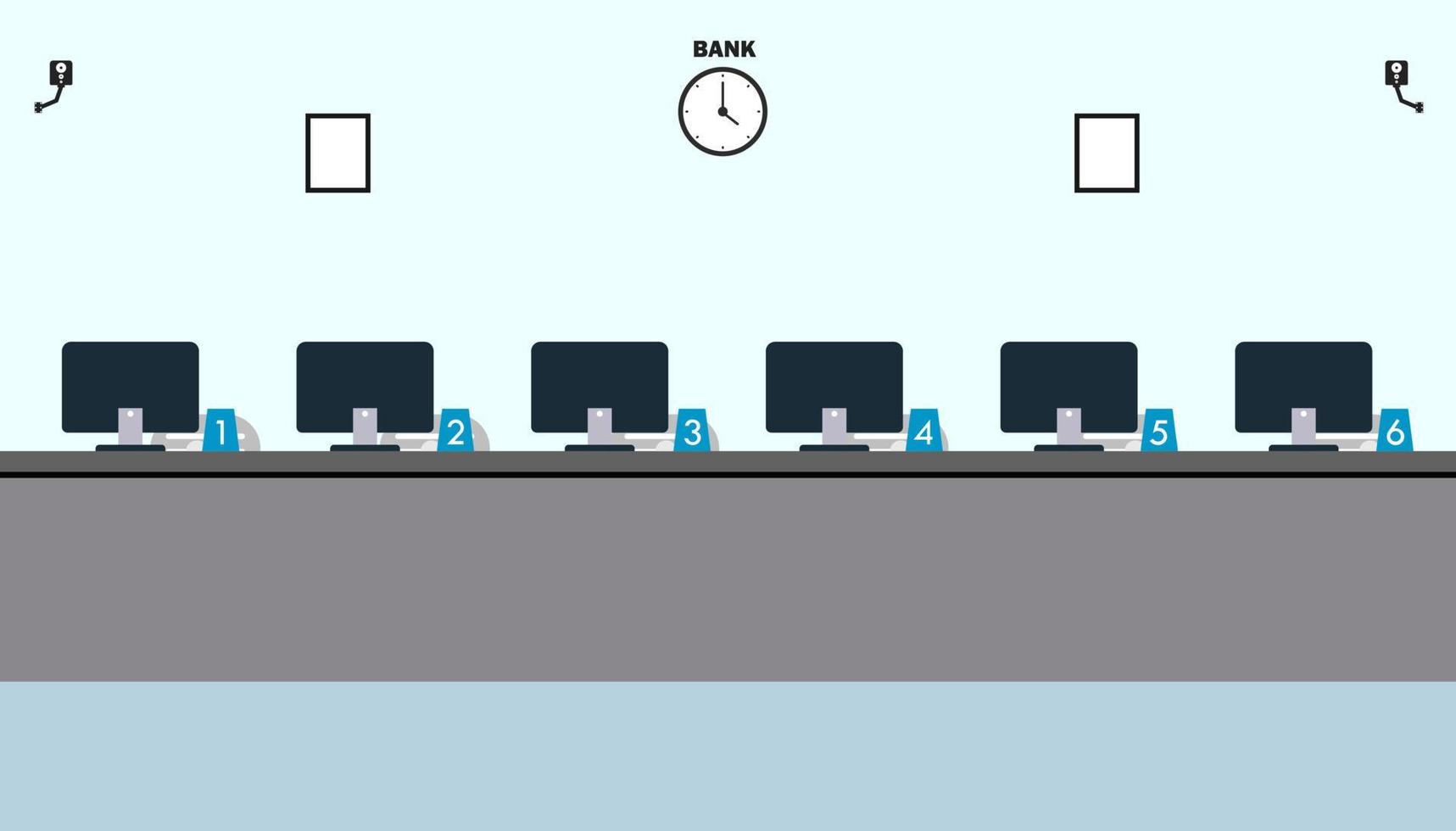 oficina de negocios de aprendizaje y enseñanza para trabajar en interiores modernos, gabinete de oficina con ilustración de vector de color de computadora en diseño de vector de estilo de dibujos animados planos