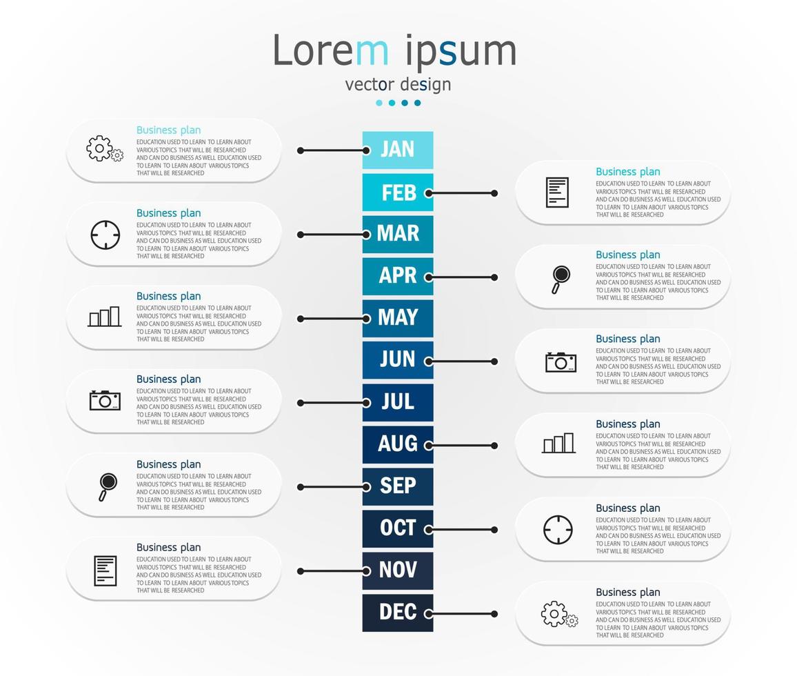 timeline infographic template Presentation business idea with icons, options or steps. infographics for business ideas Can be used for data graphics, flowcharts, websites, banners. vector